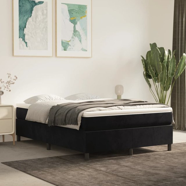 vidaXL Boxspringbett mit Matratze Schwarz Samt B/T/H: 140 x 200 cm - Bild 3