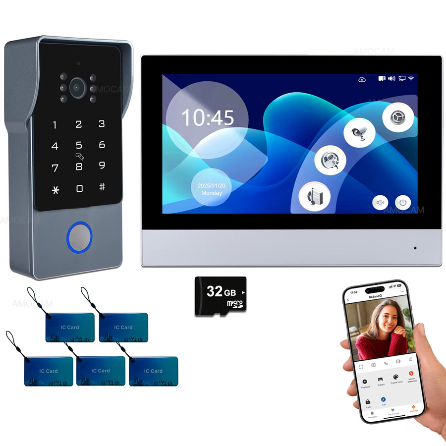 AMOCAM Smart Home WLAN Video-Gegensprechanlage mit 7 Zoll Touchscreen-Monitor und 1080P Kamera, kompatibel mit Tuya, 2-Draht-System - Bild 6