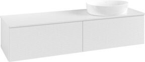 V&B Waschtischunterschrank Antao mit Frontstruktur und LED-Beleuchtung, Farbe: Weiß lackiert, B: 160 cm, T: 50 cm - Bild 1