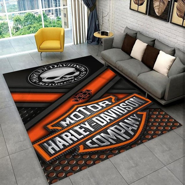 WEN-july Harley Racing Moto Teppich, rutschfeste und waschbare Bodenmatte für Kinderzimmer, Schlafzimmer oder Wohnzimmer, Mehrfarbig, B: 120 cm, T: 160 cm - Bild 1