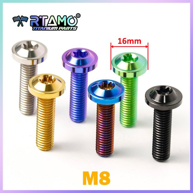 RTAMO Titan Schrauben mit Torx-Kopf für Motorrad-Modifikationen M8x10 bis M8x90 in Blau, Lila oder Mehrfarbig - Bild 1