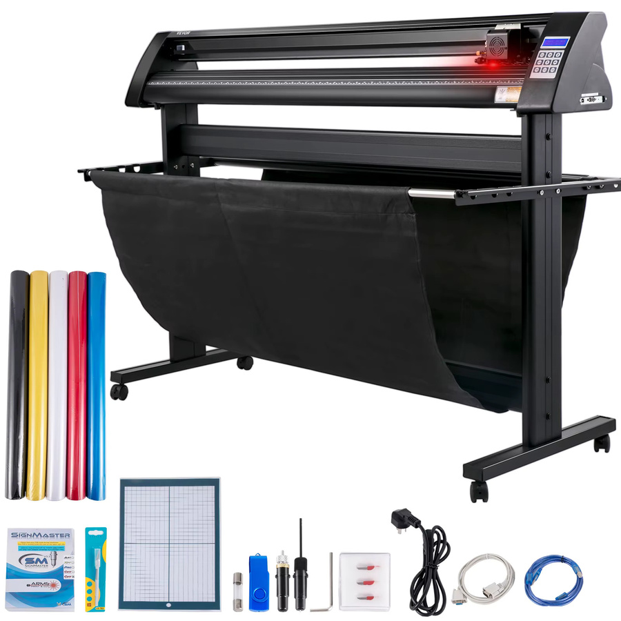 SucceBuy halbautomatischer Vinylschneider Plotter mit Bodenständer und LCD-Display in Schwarz, inklusive 3 Klingen und SIGNMASTER Software, 28/34/53 Zoll - Bild 1