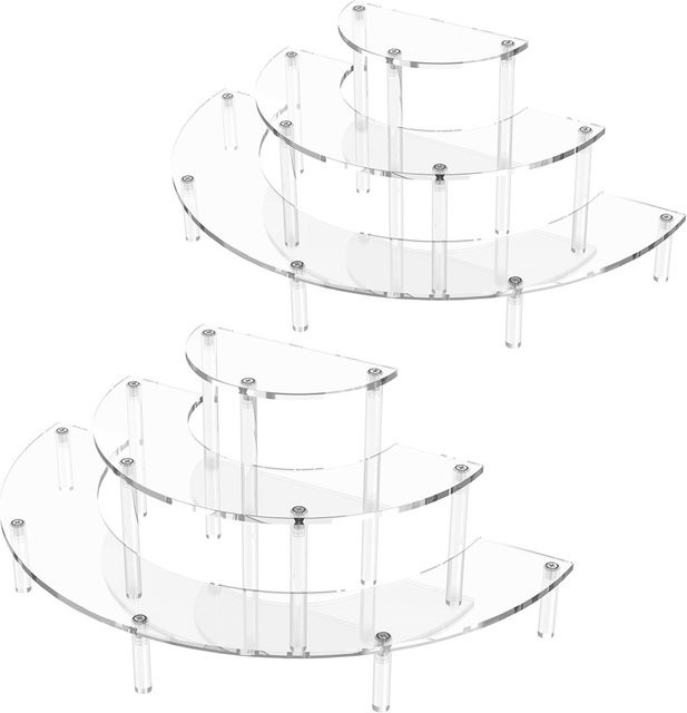 2er-Pack Acryl-Präsentationsständer in Transparent, 3-stufiger Halbmond-Dessertständer für Cupcakes und Parfüm, B/T/H: 28,0 x 19,5 x 2,0 cm - Bild 1
