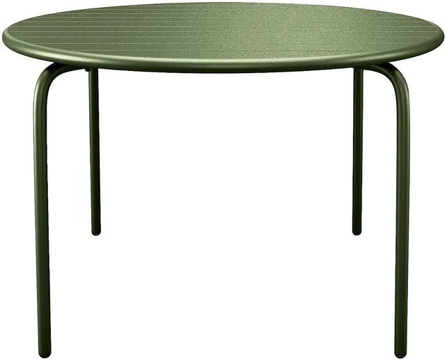 Vente-unique Gartentisch Mirmande aus Metall in Khaki, rund, Durchmesser: 130 cm - Bild 1