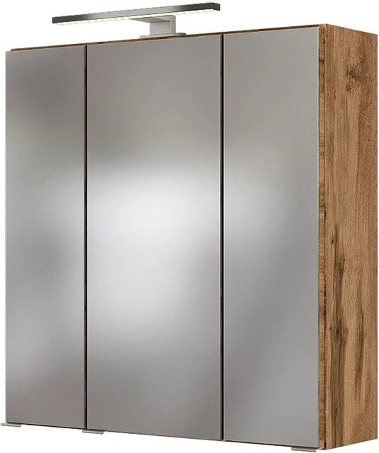 Spiegelschrank Bari von Held Möbel in Wotaneiche mit 3D-Effekt, Breite: 60 cm, Höhe: 64 cm, Tiefe: 20 cm - Bild 1