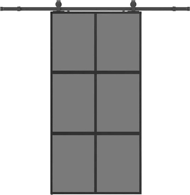 vidaXL Schiebetür aus Hartglas in Schwarz mit Beschlag, B/H: 102,5 x 205 cm - Bild 1