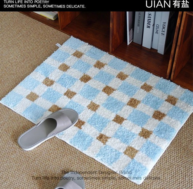 VIKAMA Dopamine Stripe Badematte in Blau, rutschfest und maschinenwaschbar, rechteckig, B/T: 60 x 40 cm - Bild 1