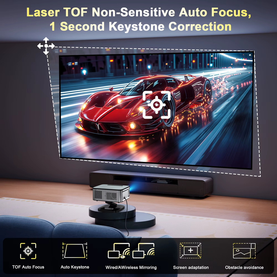 HORLAT Google TV Projektor mit 3000 ANSI Lumen, Full HD 1080P, Autofokus, WiFi 6 und 4K Unterstützung für dein Smart Home Theater - Bild 6
