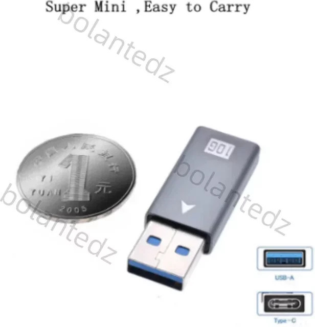 Bolantedz USB A auf USB C Adapter, USB 3.1 Gen 2 Konverter für 10 Gbit/s Datenübertragung und doppelseitiges Laden - Bild 1