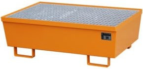 Bauer Südlohn Auffangwanne AM-2 aus Stahl mit Gitterrost, orange, B/T/H: 120,0 x 80,0 x 41,5 cm - Bild 1