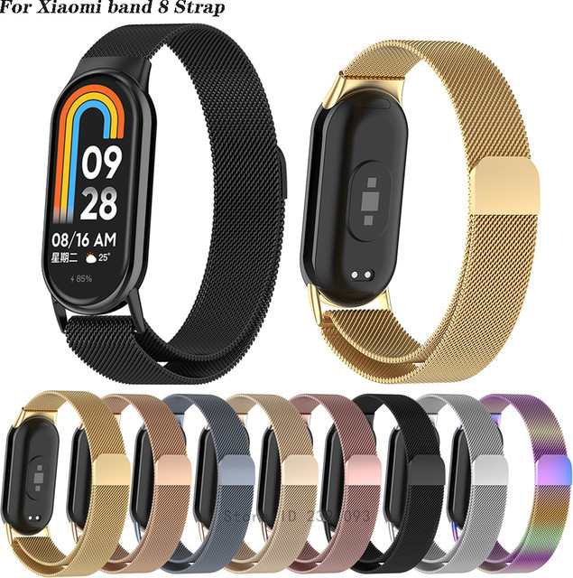 Uhrenarmband Mailänder Schlaufen für Xiaomi Mi Band 8, Edelstahl, Silber, Unisex - Bild 1