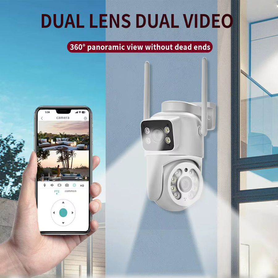 GEYUNE 8MP 4K PTZ Wifi Kamera mit Dual Objektiv und Dual Screen, Farbe: Weiß, Ai Menschliche Erkennung und Auto Tracking für Outdoor Überwachung und Sicherheit - Bild 2