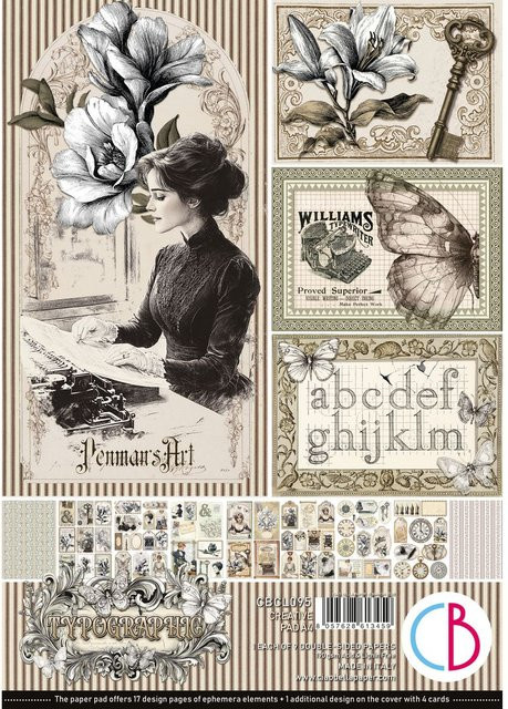 Ciao Bella Papier-Set Typographic in A4 mit den Farben Beige, Braun und Schwarz - Bild 1