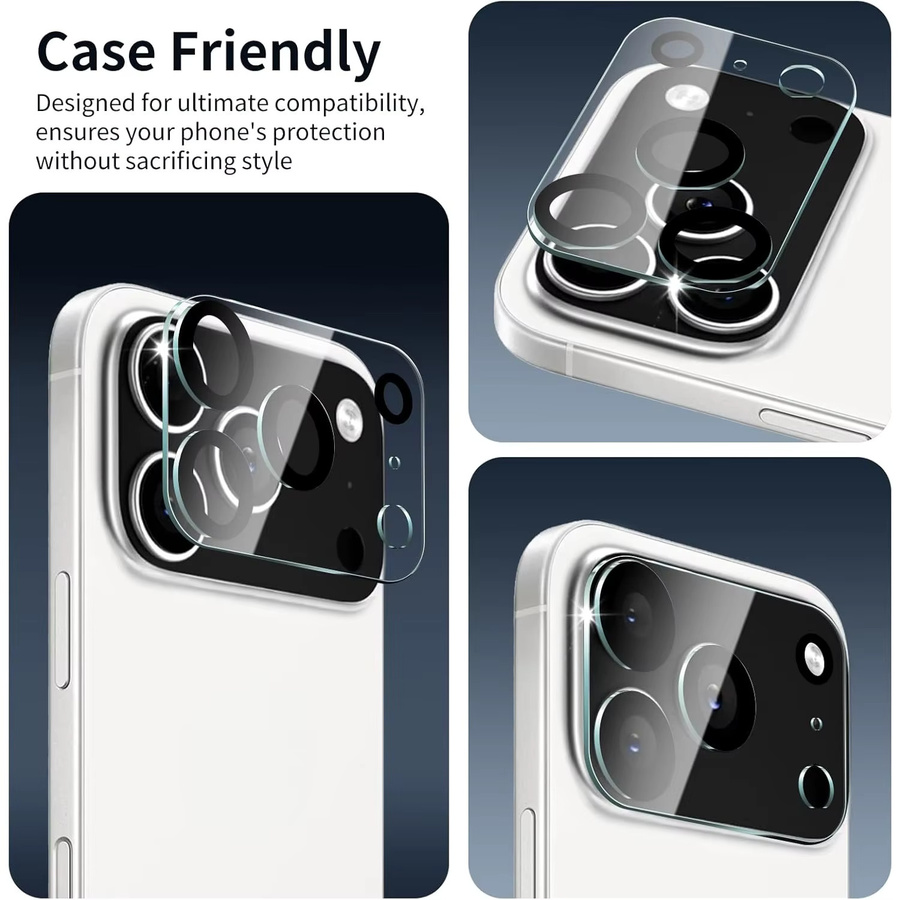 3er-Set Gehärtete Glas-Kameralinsen-Schutzfolien für Apple iPhone 17 Pro Max, 17E Air, 16E, 15 Pro Max, 14, 13 in Transparent HD Klar - Bild 5
