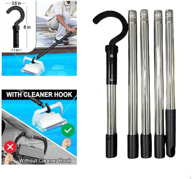 Zubehörhaken für Roboter-Poolreiniger aus Edelstahl und Kunststoff, Schwarz, 5 Sections, von Deals2019ing - Bild 1
