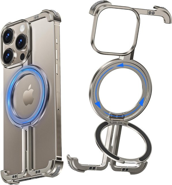 Oatsbasf Rahmenlose Handyhülle mit MagSafe für iPhone 16 Pro Max und iPhone 16 Plus in Silber mit Metallrahmen - Bild 1