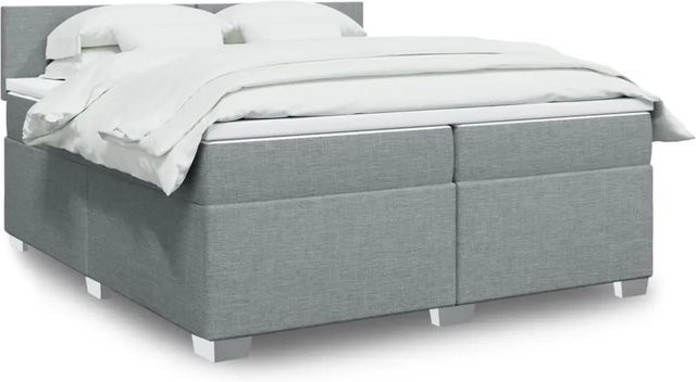 vidaXL Boxspringbett mit Matratze in Hellgrau, Hybridbett mit USB-Ladeport und Unterbettbeleuchtung, B/T: 200 x 200 cm - Bild 1