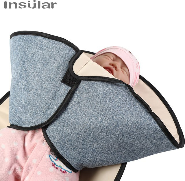 Tragbare 2-in-1 Baby-Wickelunterlage von Insular in Pink, wasserdichte und faltbare Wickelmatte mit Aufbewahrungstasche für unterwegs - Bild 1