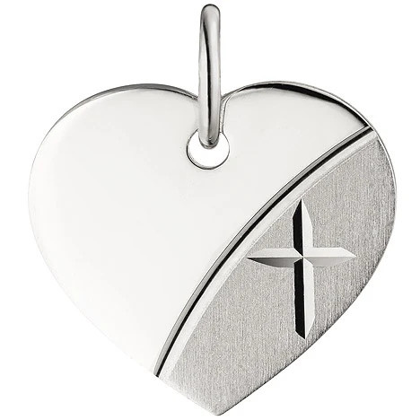 Colfem Anhänger Herz, 925 Silber, Gravurplatte, Unisex - Bild 1