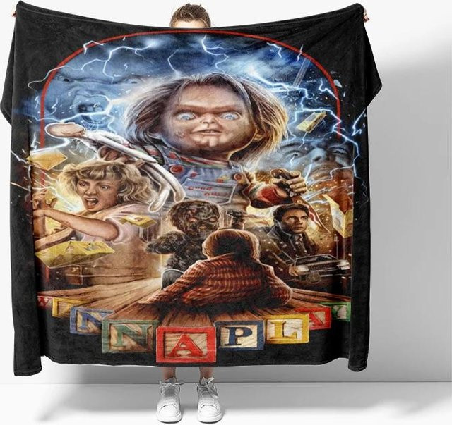 Evil Dead Necronomicon Fleecedecke von JMG Household Supplies, weiche Horror-Tagesdecke mit Peter Panayis Kunstdesign, Mehrfarbig, B/H: 75 x 100 cm - Bild 1