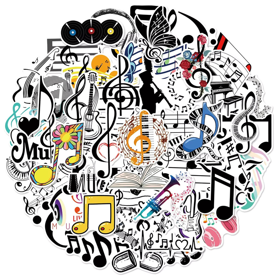 Wasserdichte Musik Talisman Aufkleber Set in Multicolour für Graffiti und Dekoration von Laptop, Gitarre und Gepäck - Bild 2