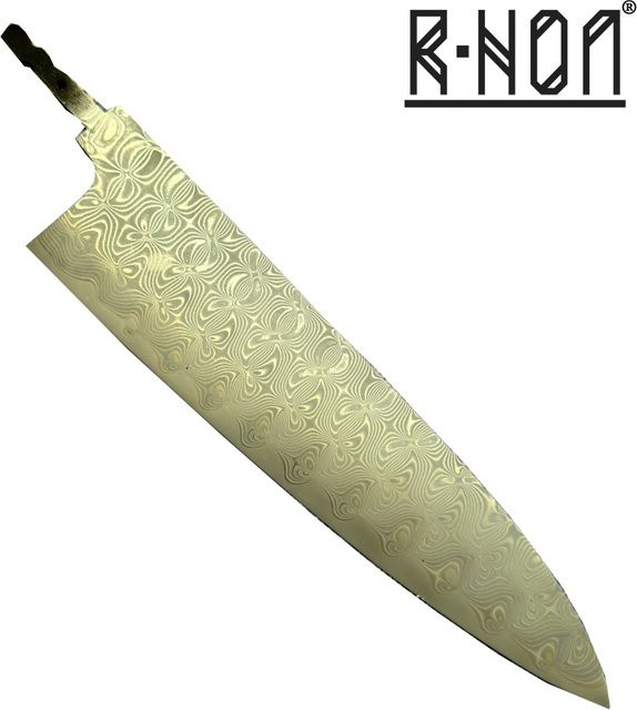 RHON Gyuto Kochmesser-Rohklinge aus VG10 Damaststahl, 24,13 cm, Silber - Bild 1