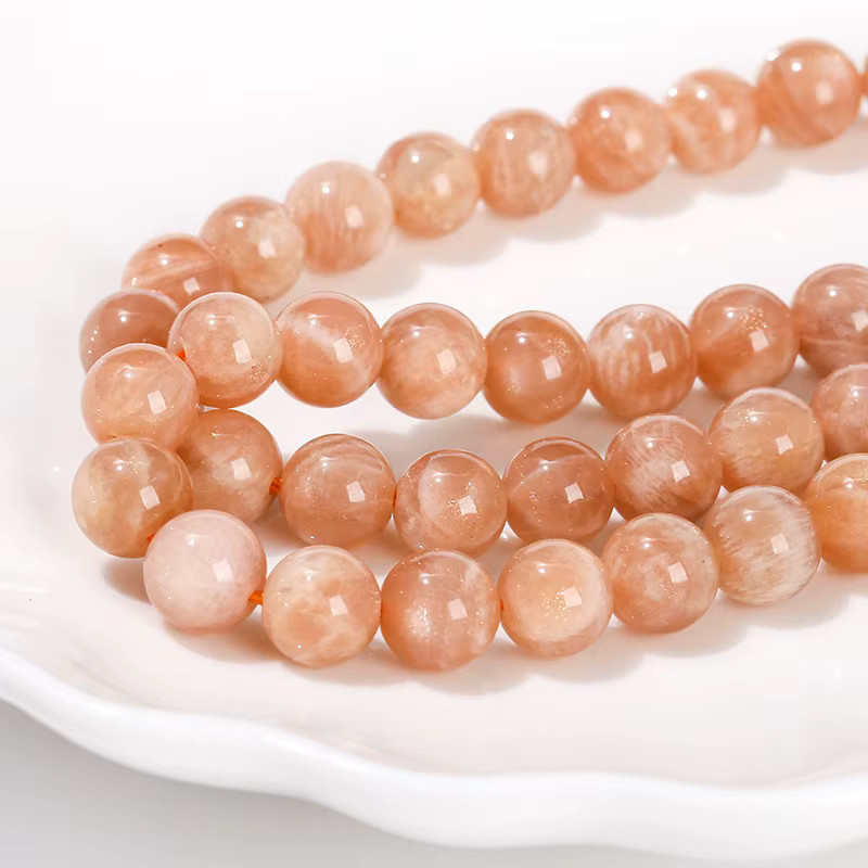 Sonnenstein Perle, Orange, Rund, Lose Spacer - Bild 4