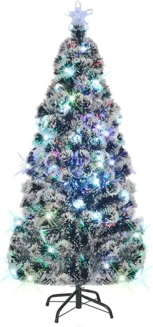 vidaXL Künstlicher Weihnachtsbaum mit Glasfaser-Beleuchtung und Ständer, Grün, Höhe: 180 cm - Bild 1