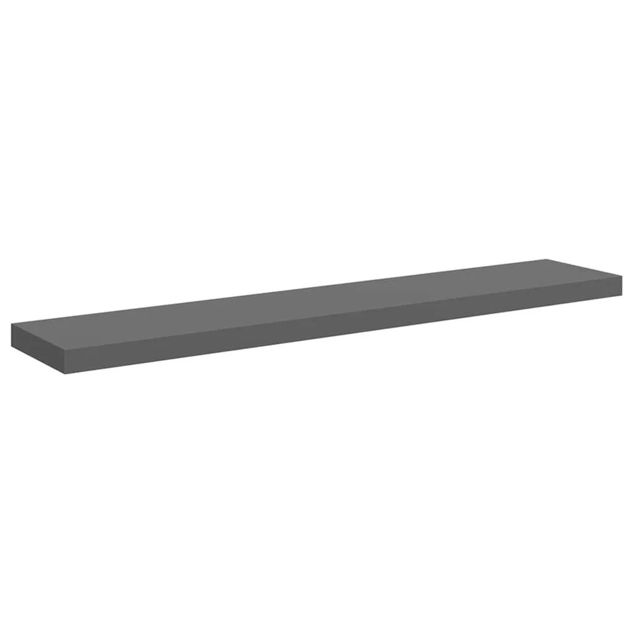 vidaXL Schweberegal in Grau Hochglanz, modernes Wandregal aus MDF und Metall, B/T/H: 120 x 23,5 x 3,8 cm - Bild 2