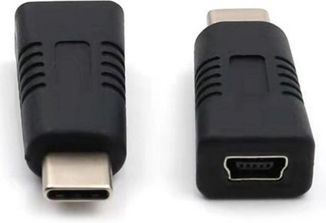 Mini-USB auf USB-C Adapter in Schwarz für Datenübertragung und Laden - Bild 1