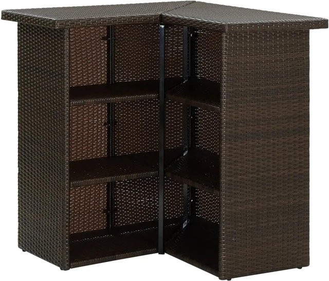 vidaXL Eck-Bartisch aus Poly Rattan und Stahl in Braun B/T/H: 100 x 50 x 105 cm - Bild 1