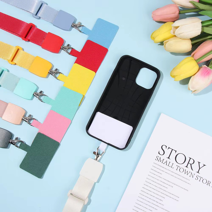 Universelles Handy Lanyard aus weichem Nylon mit verstellbarem Gurt und Patch für dein Telefon in Schwarz oder Multicolour - Bild 2