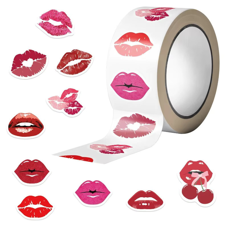 Bunte Aquarell-Lippen Aufkleber Rolle für DIY Bastelarbeiten und Umschlagversiegelung in Mehrfarbig - Bild 2