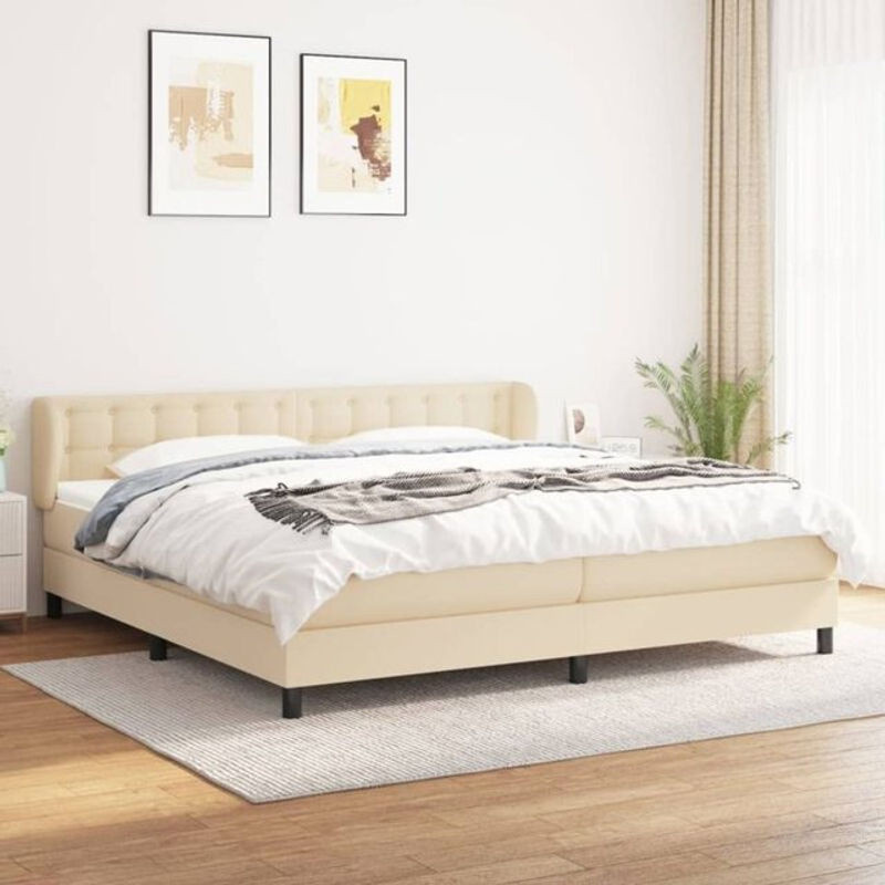 vidaxl Boxspringbett mit Matratze aus Stoff in Beige B/T/H: 200 x 200 x 78 cm - Bild 1