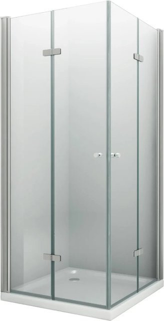 Glasdeals Duschkabine CLAP Eckduschkabine mit Scharnieren, Transparent/Silber, B: 90 cm, T: 75 cm, H: 195 cm - Bild 1