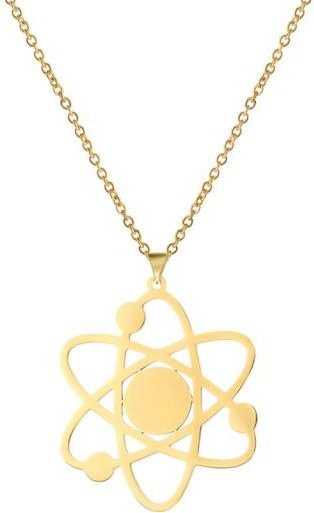 Wucifang Jewelry Atommodell-Anhänger-Halskette, Edelstahl, Gold, Unisex - Bild 1