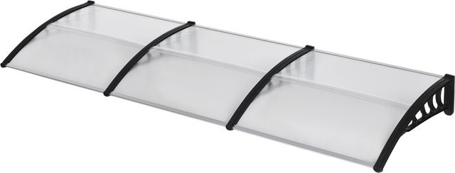 Outsunny Pultvordach für die Haustür aus Aluminium und Polycarbonat in Schwarz und Transparent, B/H/L: 96 x 27 x 303 cm - Bild 1