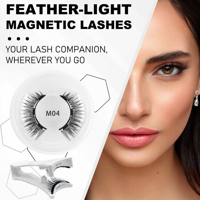 ORREUI Magnetische Wimpern Selbstklebend, 1 Paar, mit Wimpernapplikator - Bild 1