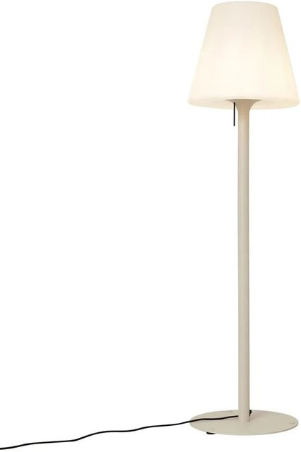 QAZQA Moderne Außenstehleuchte Big Virginia in Beige mit weißem Schirm IP44 für Garten, Terrasse und Balkon - Bild 1