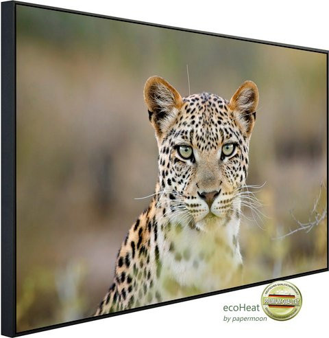 papermoon EcoHeat Infrarotheizung Leopardenporträt mit Matt-Effekt in Bunt, App-Steuerung und Überhitzungsschutz - Bild 1