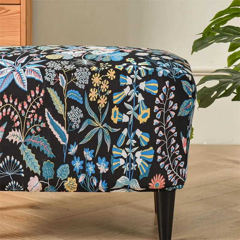 Yiran Furniture Hockerbezug Rechteckig mit Blumenmuster aus elastischem Spandex in Multicolour - Bild 1