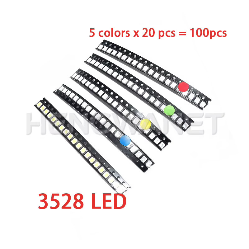 HENGWANET SMD LED Leuchtdioden-Set mit 100 Stück in 5 Farben Rot, Weiß, Gelb, Grün und Blau - Bild 2