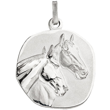 Colfem Anhänger Pferdeköpfe, 925 Sterling Silber, matt, Unisex - Bild 1
