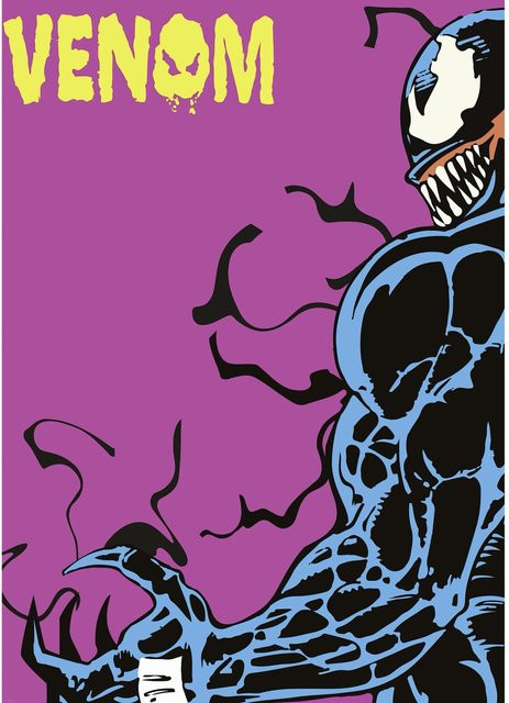 Komar Wandbild Marvel Venom Colourful Stare in Rosa und Multicolour, B: 50 cm, H: 70 cm - Bild 1