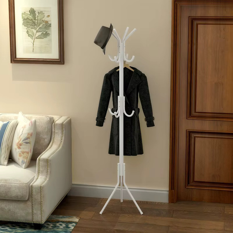 Dreieckige Bodengarderobe aus Schmiedeeisen von LIUSHADUOLA in Schwarz mit Kleiderbügeln und mehrschichtigem Lagerregal, Höhe: 160,0 cm, Breite: 45,0 cm - Bild 3
