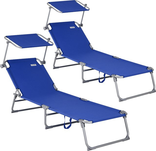 CASARIA Gartenliege Hawaii 2er-Set Blau mit Alu- und Stahlgestell sowie Sonnen canopy, B/T/H: 190 x 60 x 30 cm - Bild 1