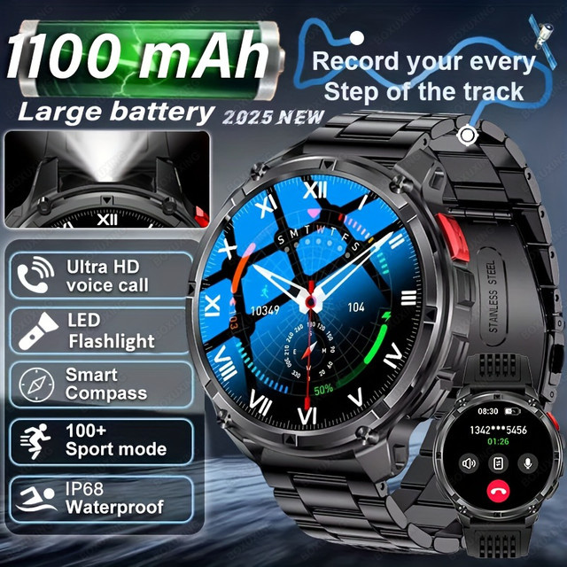 BOXUXING Smartwatch, Edelstahl, Schwarz, Herren, GPS - Bild 1