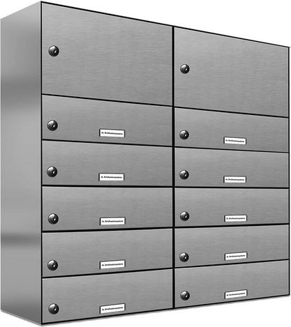 AL Briefkasten-System für 10 Parteien mit Zaundurchwurf, silberfarben, B/H/T: 153,159 x 80,5 x 27,5 cm - Bild 1
