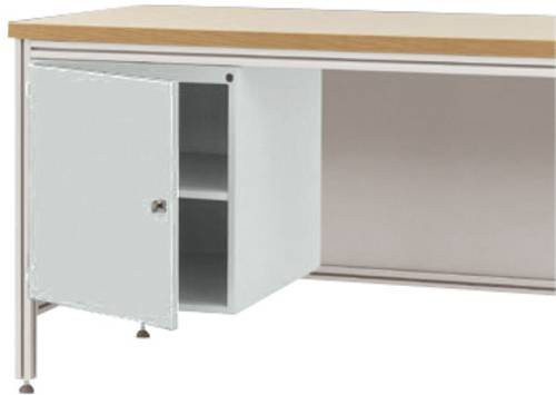 Manuflex Gehäuse-Unterbau ZB4979.7035 für ALU-Arbeitstische in Weiß/Grau mit Türanschlag links, Nutzhöhe: 50 cm, für Tischtiefe: 60 cm - Bild 1