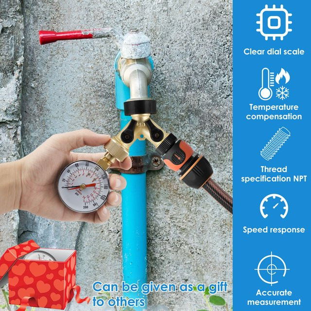 TTAKA7 Universeller Wasserdruckprüfer TS-60 bis 200 PSI für Wasserpumpen, Schläuche und Wasserhähne - Bild 1